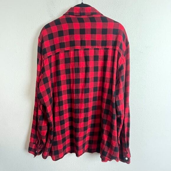 GAP Fitted Boyfriend Shirt XXL – Red Black Buffalo Plaid Flannel Button-Up - Picture 8 of 8